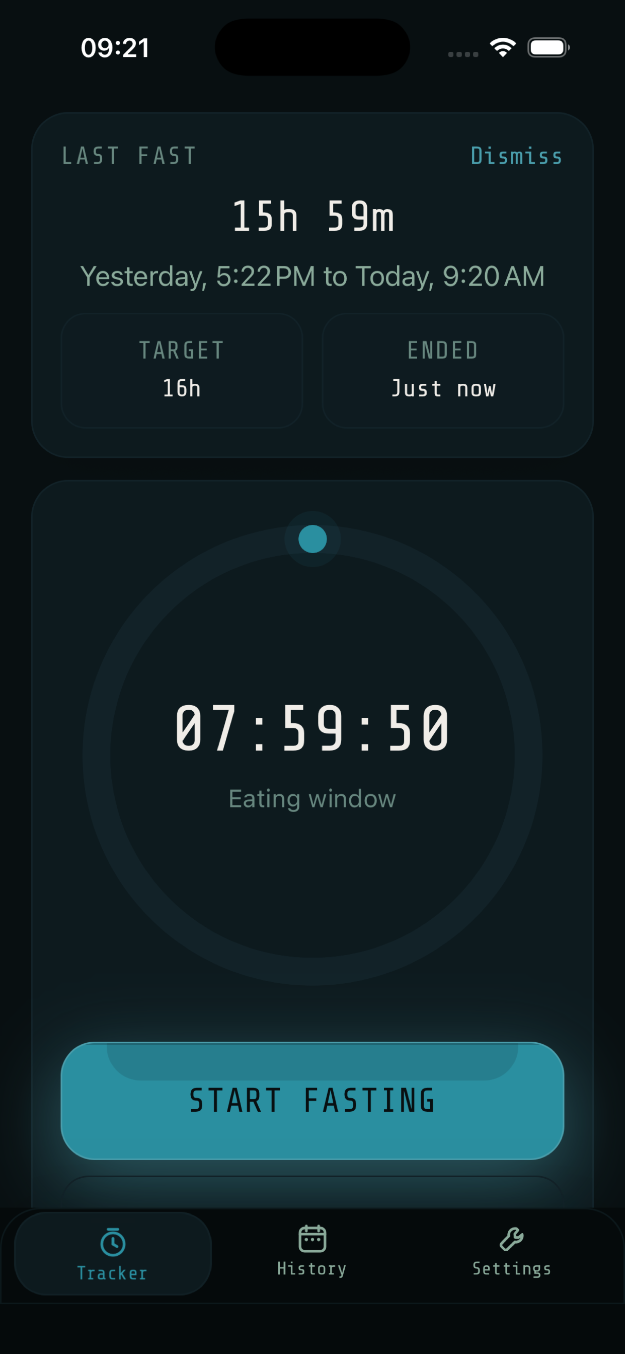 NO BS IF on iPhone showing fasting progress and history